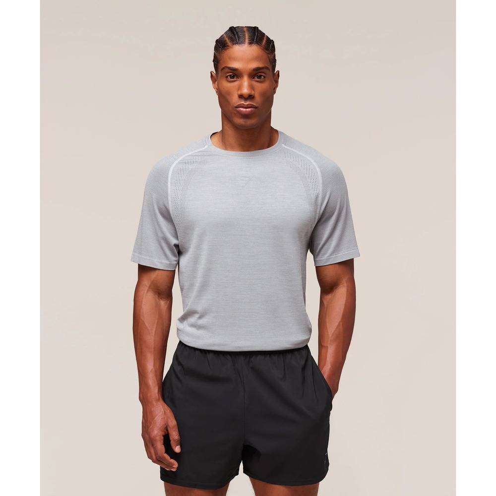 Gymshark Versatile Seamless Mens T-Shirt XL Light Gray Marl Short Sleeve Workout